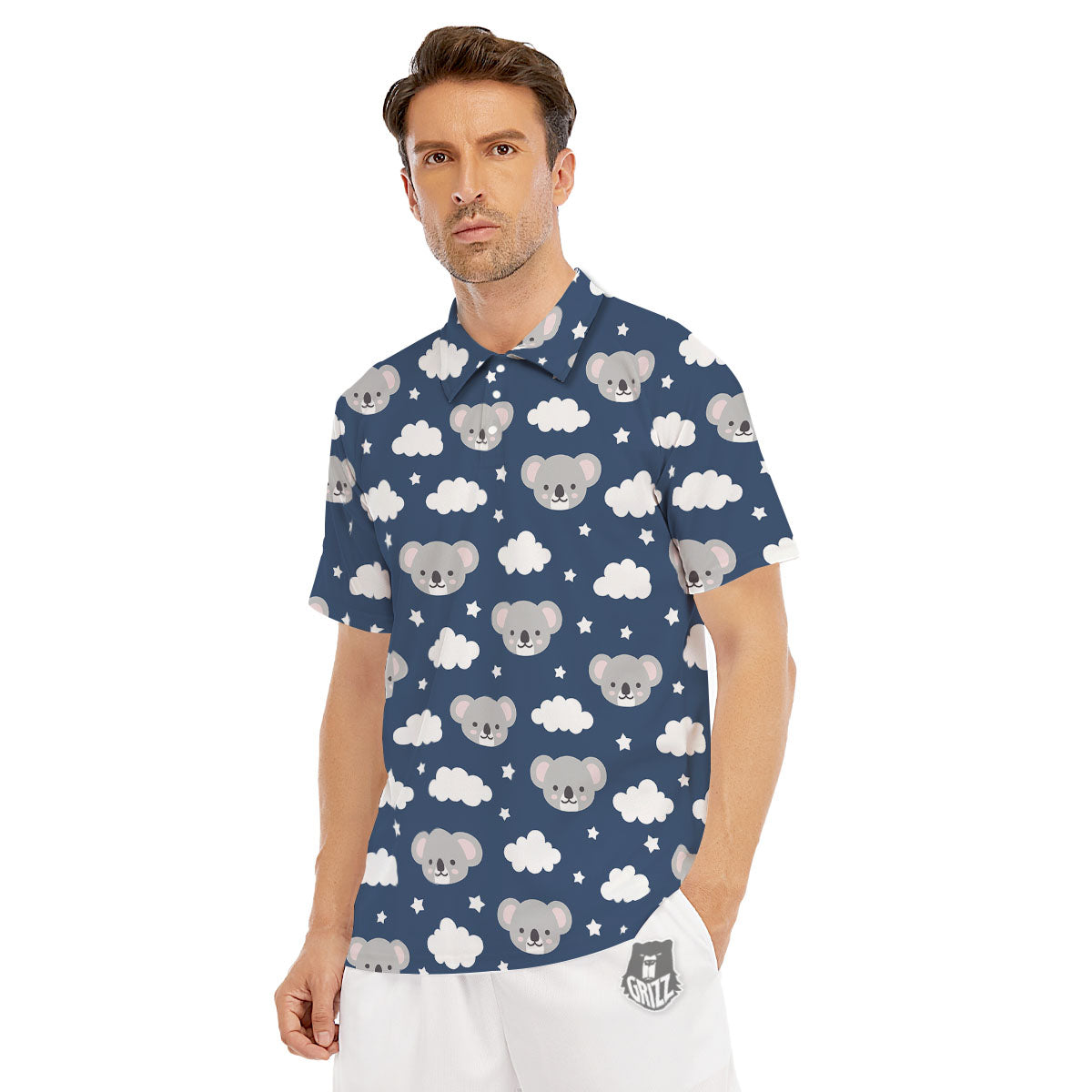 Cloud And Koala Bear Print Pattern Men's Golf Shirts-grizzshop