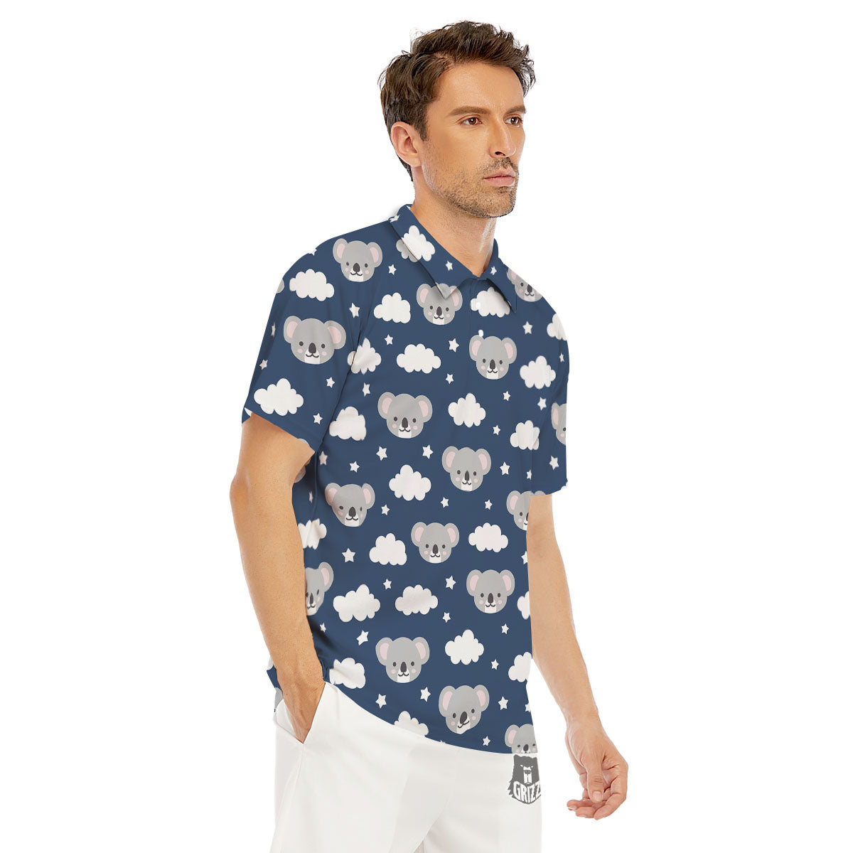 Cloud And Koala Bear Print Pattern Men's Golf Shirts-grizzshop