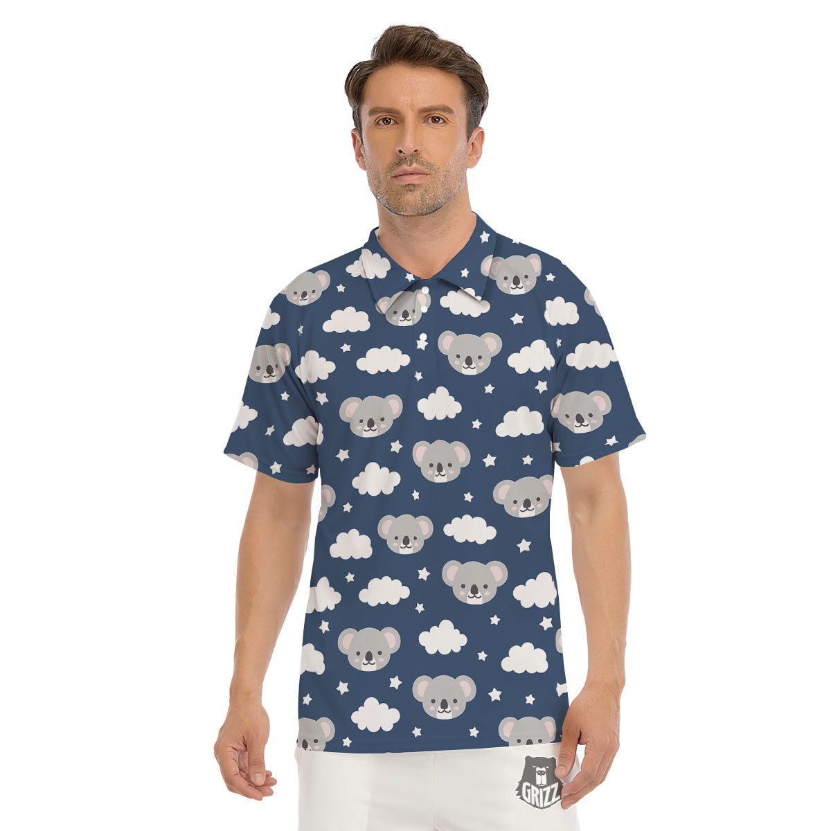 Cloud And Koala Bear Print Pattern Men's Golf Shirts-grizzshop