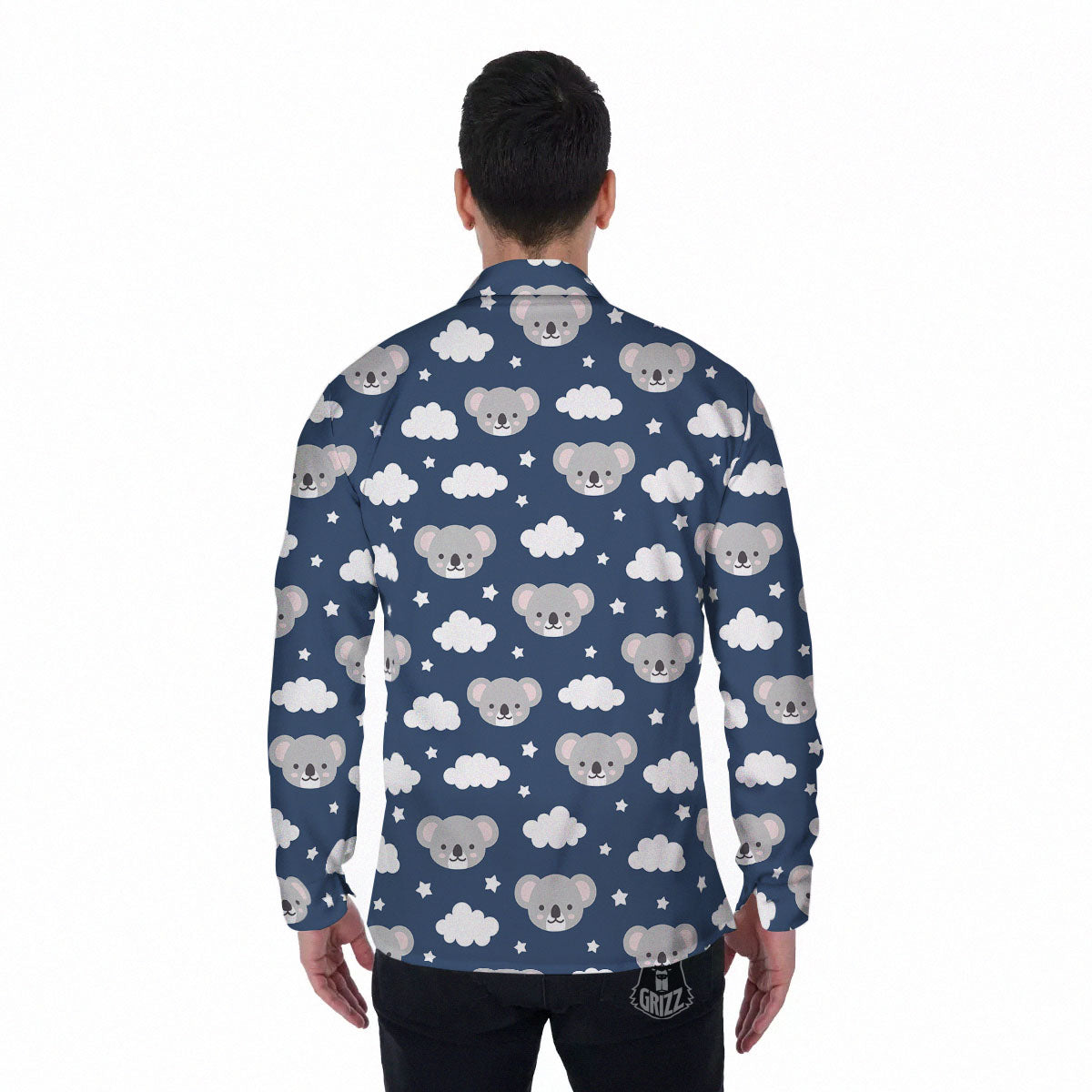 Cloud And Koala Bear Print Pattern Men's Long Sleeve Shirts-grizzshop