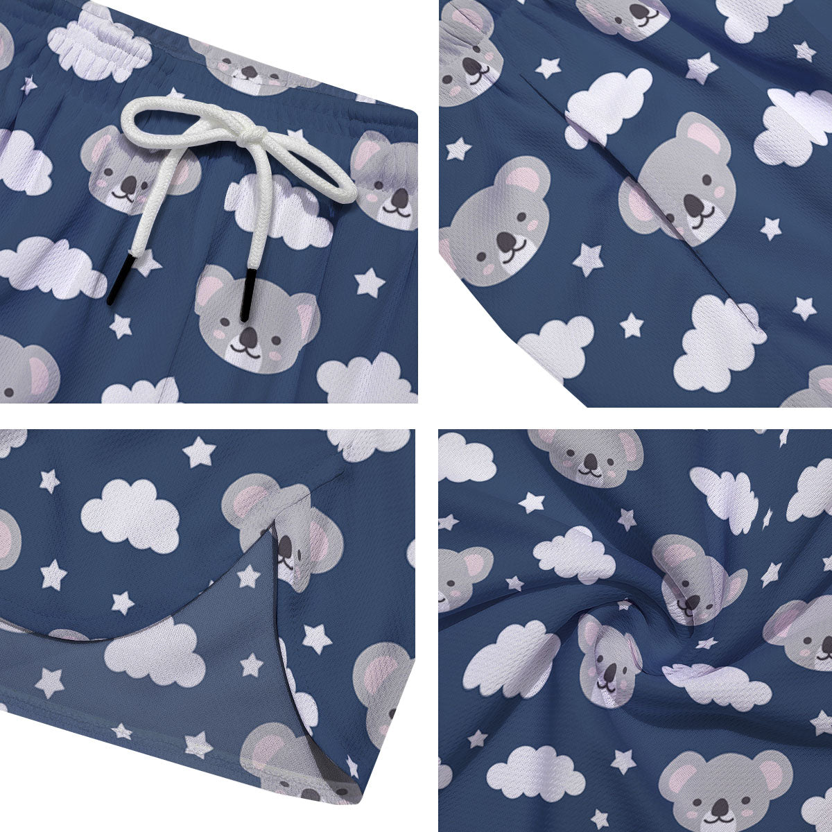 Cloud And Koala Bear Print Pattern Men's Running Shorts-grizzshop