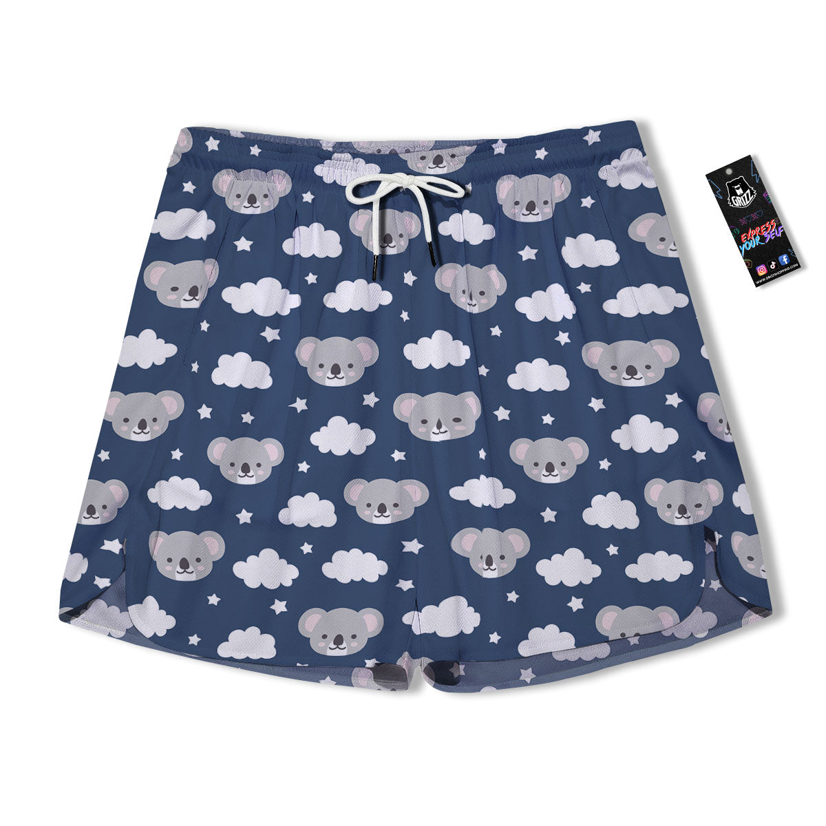 Cloud And Koala Bear Print Pattern Men's Running Shorts-grizzshop
