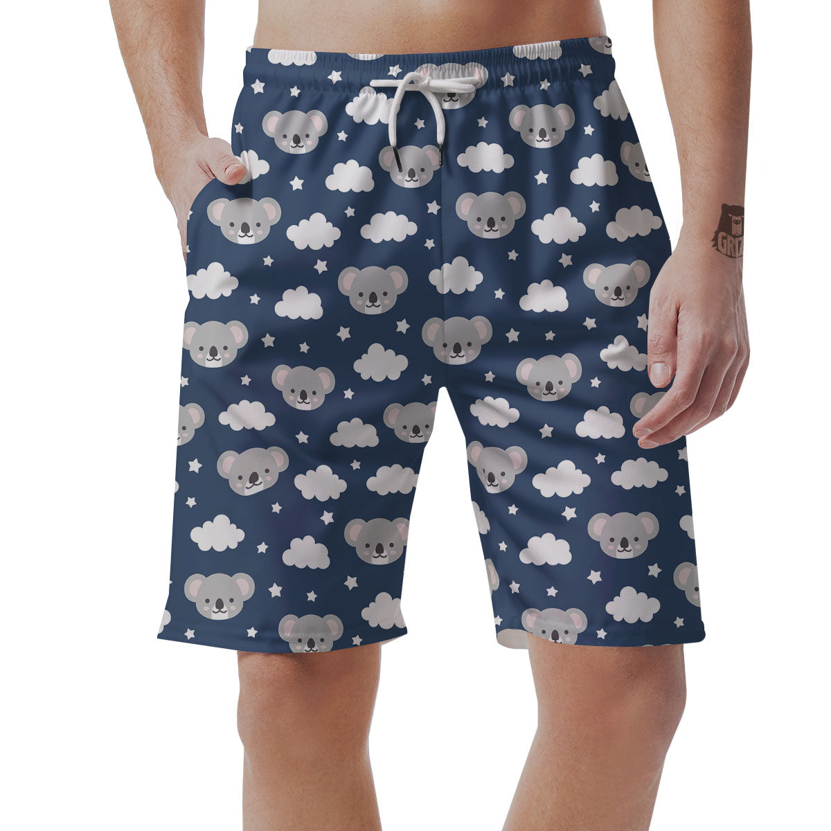 Cloud And Koala Bear Print Pattern Men's Shorts-grizzshop