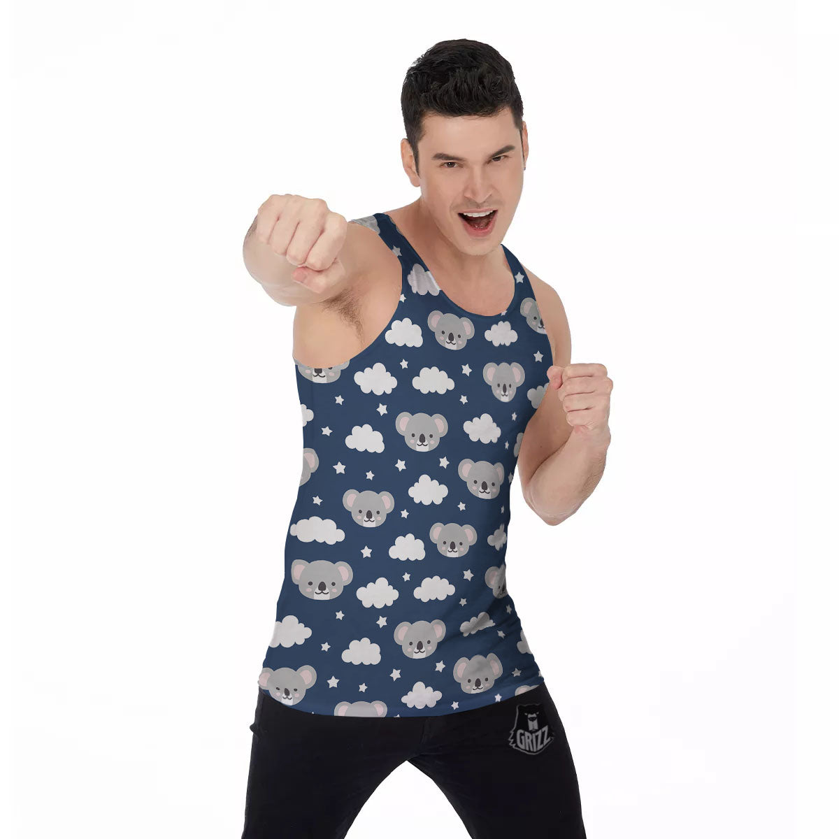Cloud And Koala Bear Print Pattern Men's Tank Top-grizzshop