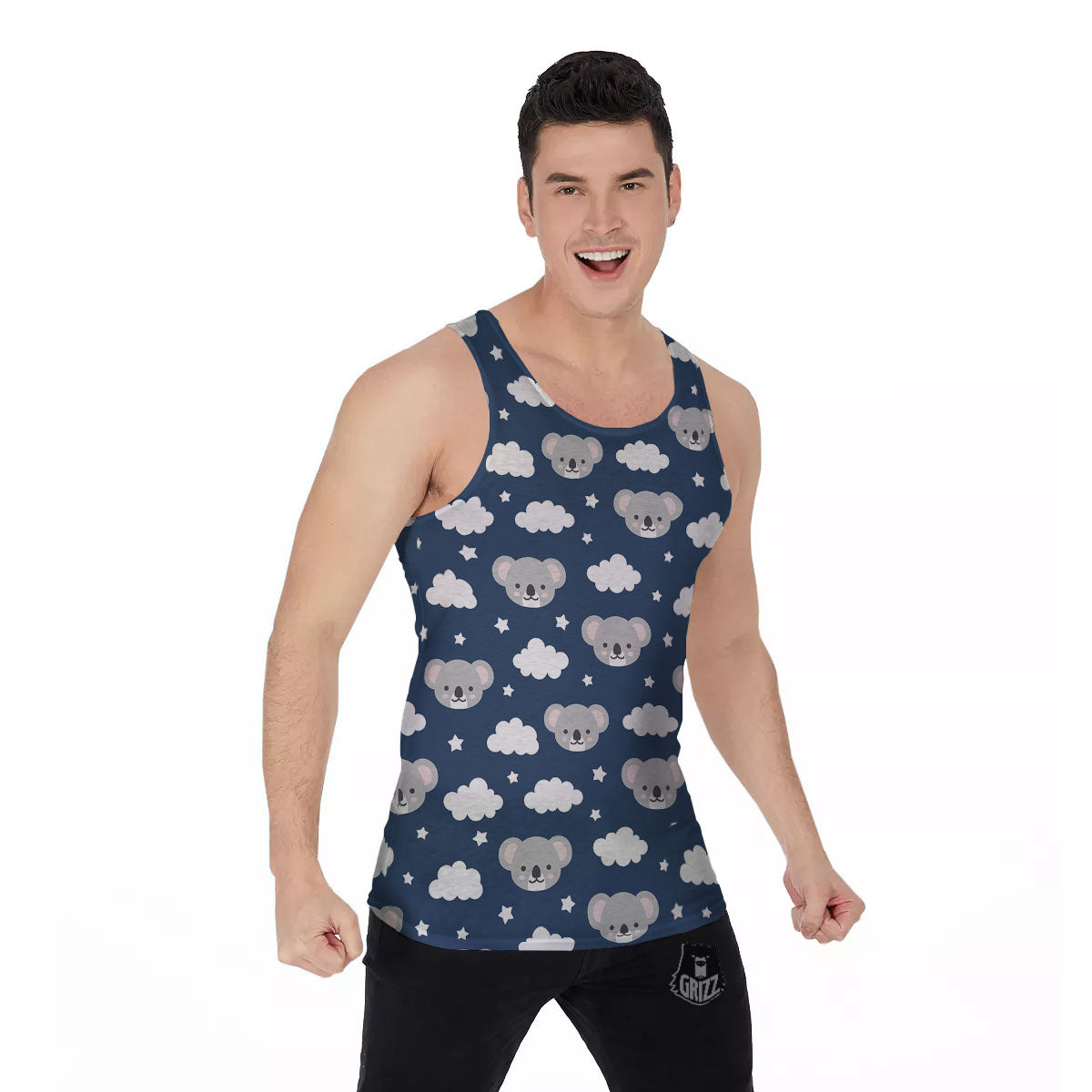 Cloud And Koala Bear Print Pattern Men's Tank Top-grizzshop