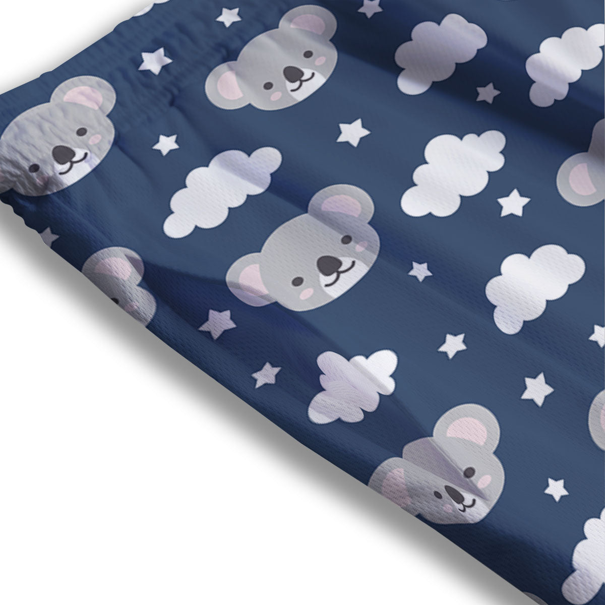Cloud And Koala Bear Print Pattern Mesh Shorts