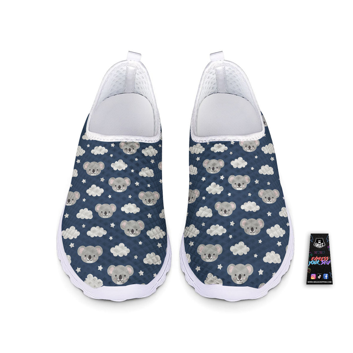 Cloud And Koala Bear Print Pattern Nurse Shoes-grizzshop