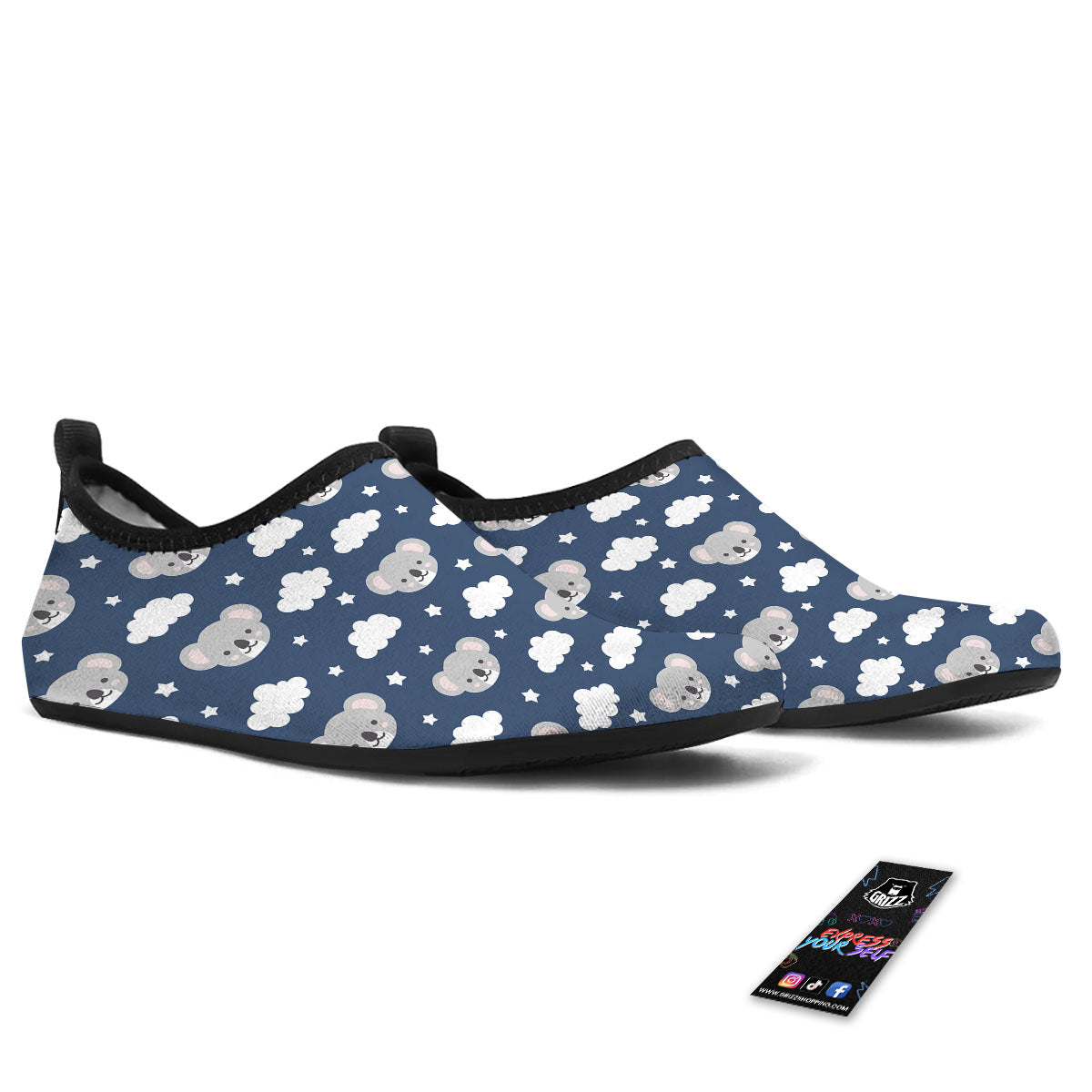 Cloud And Koala Bear Print Pattern Water Shoes-grizzshop
