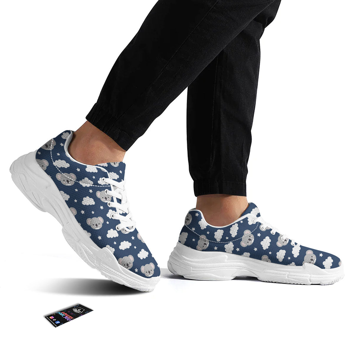 Cloud And Koala Bear Print Pattern White Chunky Shoes-grizzshop