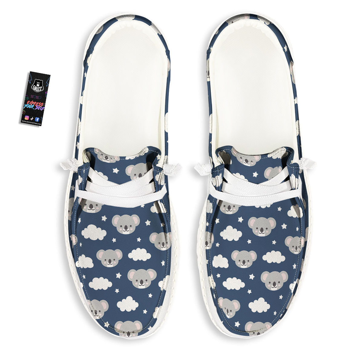 Cloud And Koala Bear Print Pattern White Loafers-grizzshop