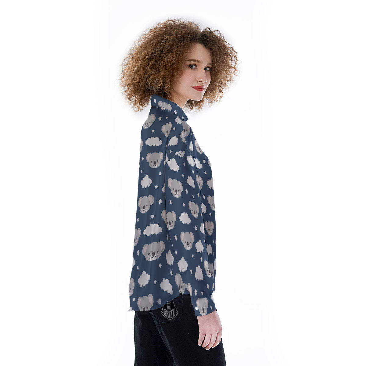Cloud And Koala Bear Print Pattern Women's Long Sleeve Shirts-grizzshop