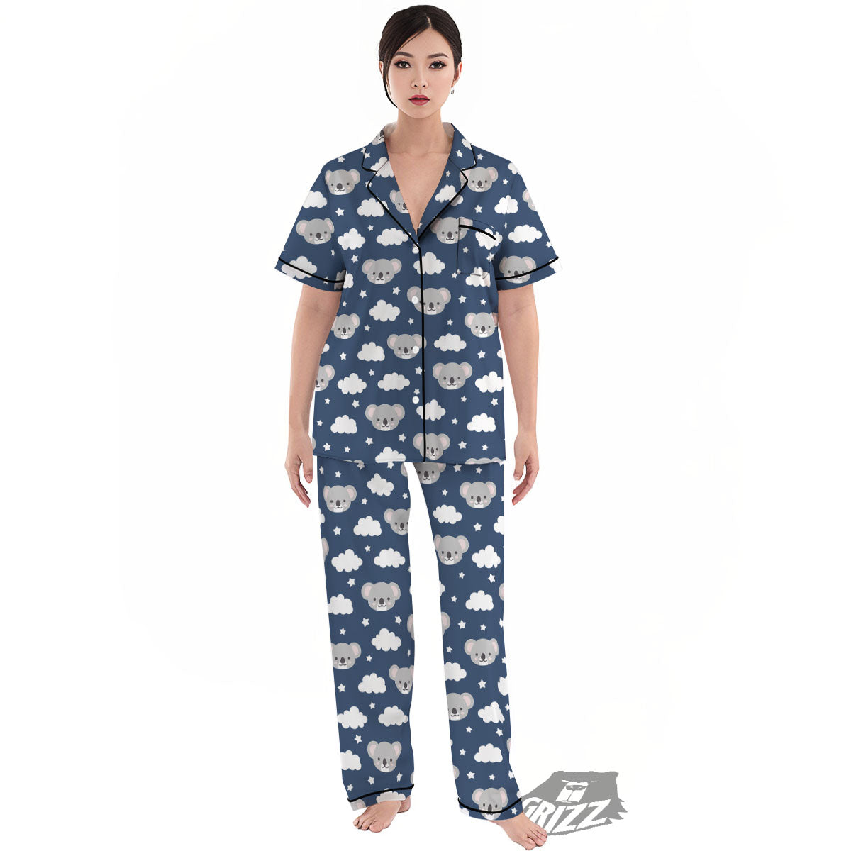 Cloud And Koala Bear Print Pattern Women's Pajamas Set-grizzshop