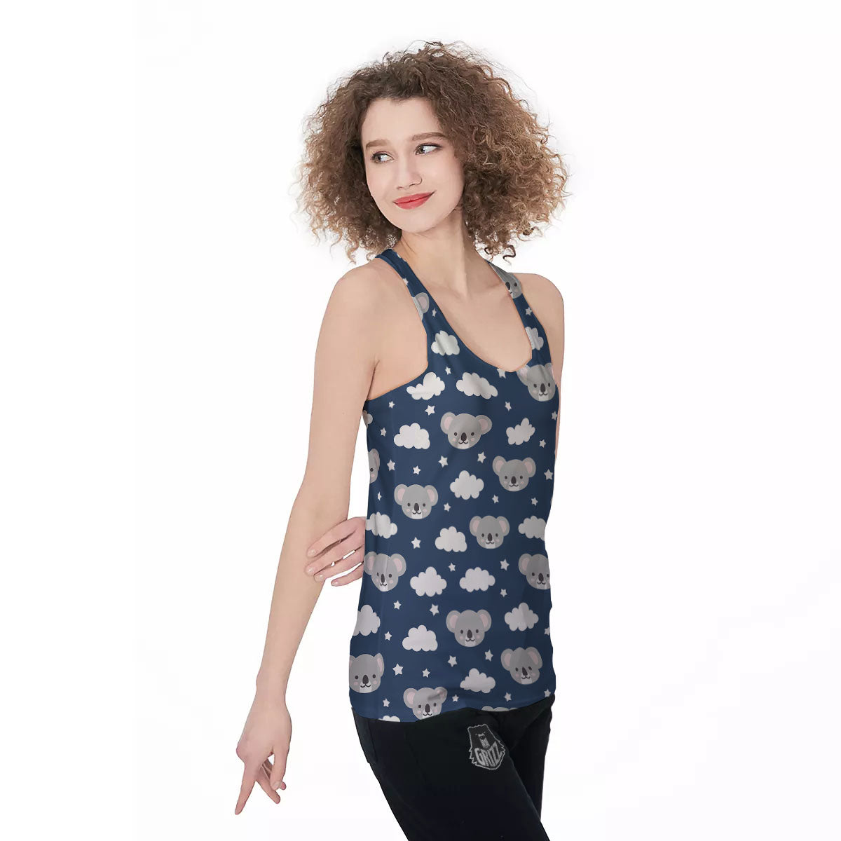 Cloud And Koala Bear Print Pattern Women's Racerback Tank Top-grizzshop