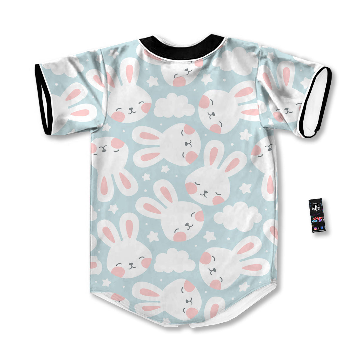 Cloud And Rabbit Print Pattern Baseball Jersey-grizzshop