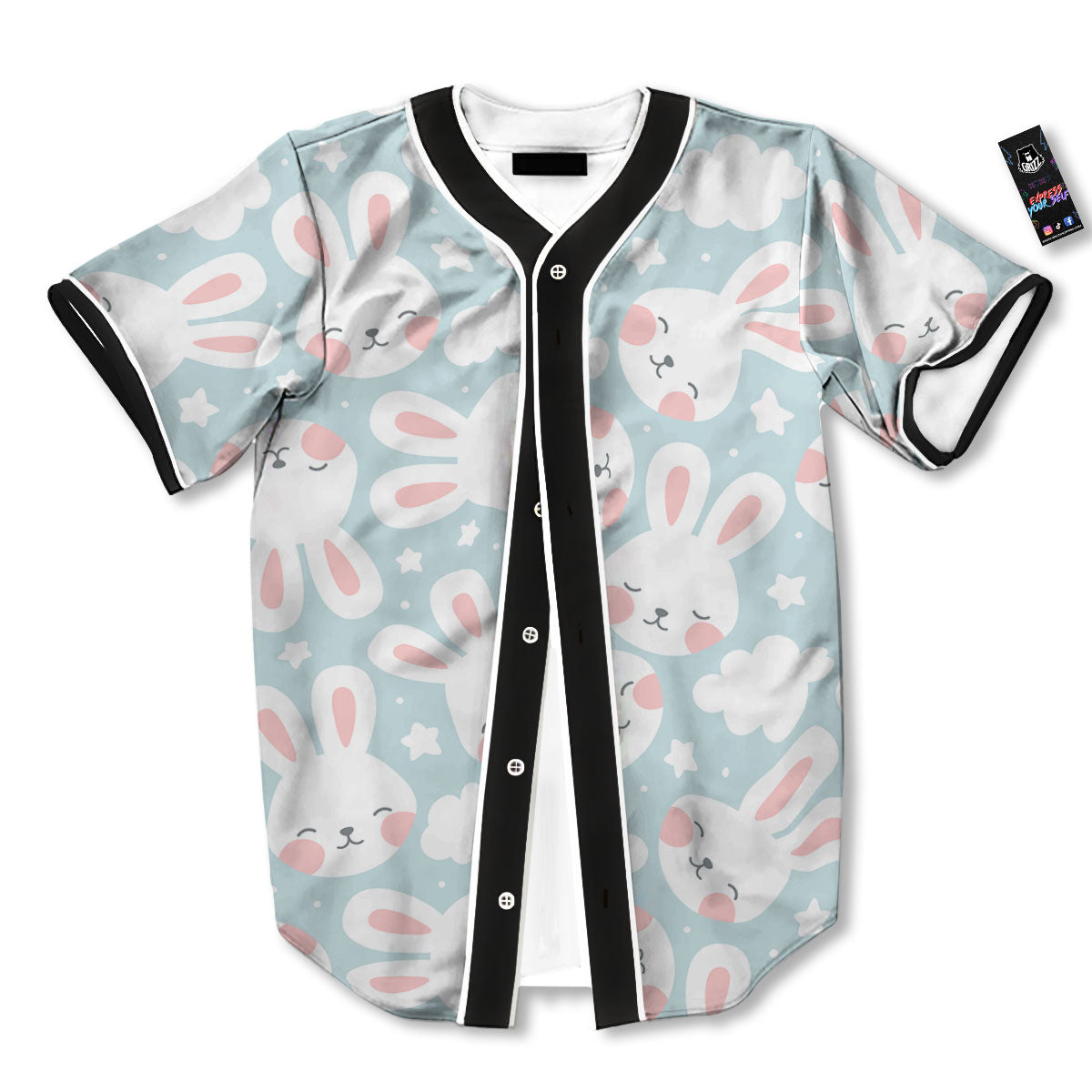 Cloud And Rabbit Print Pattern Baseball Jersey-grizzshop
