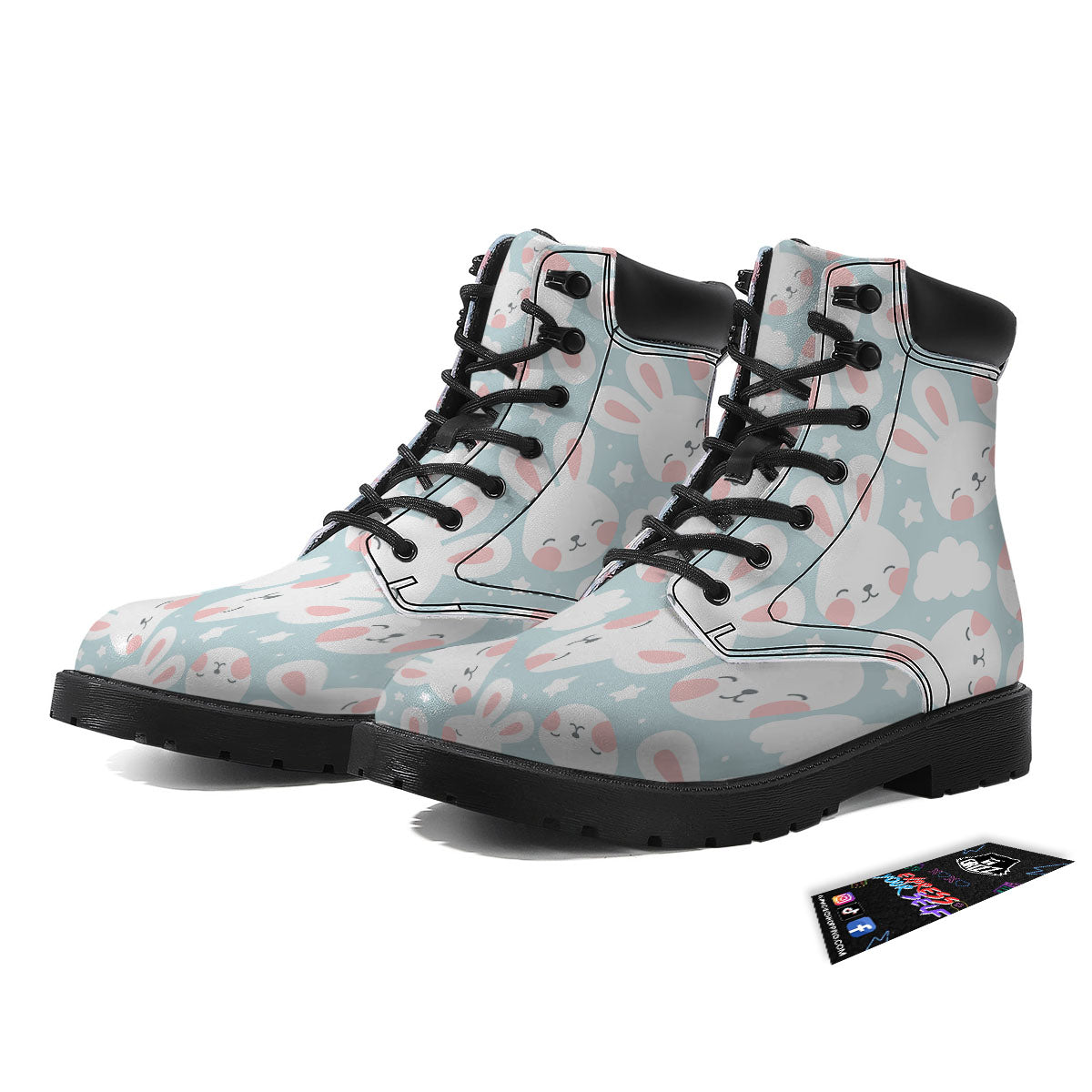 Cloud And Rabbit Print Pattern Boots-grizzshop