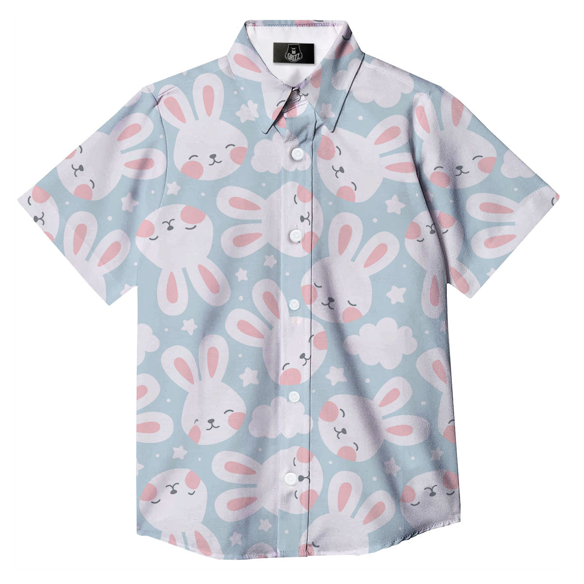 Cloud And Rabbit Print Pattern Button Up Shirt-grizzshop