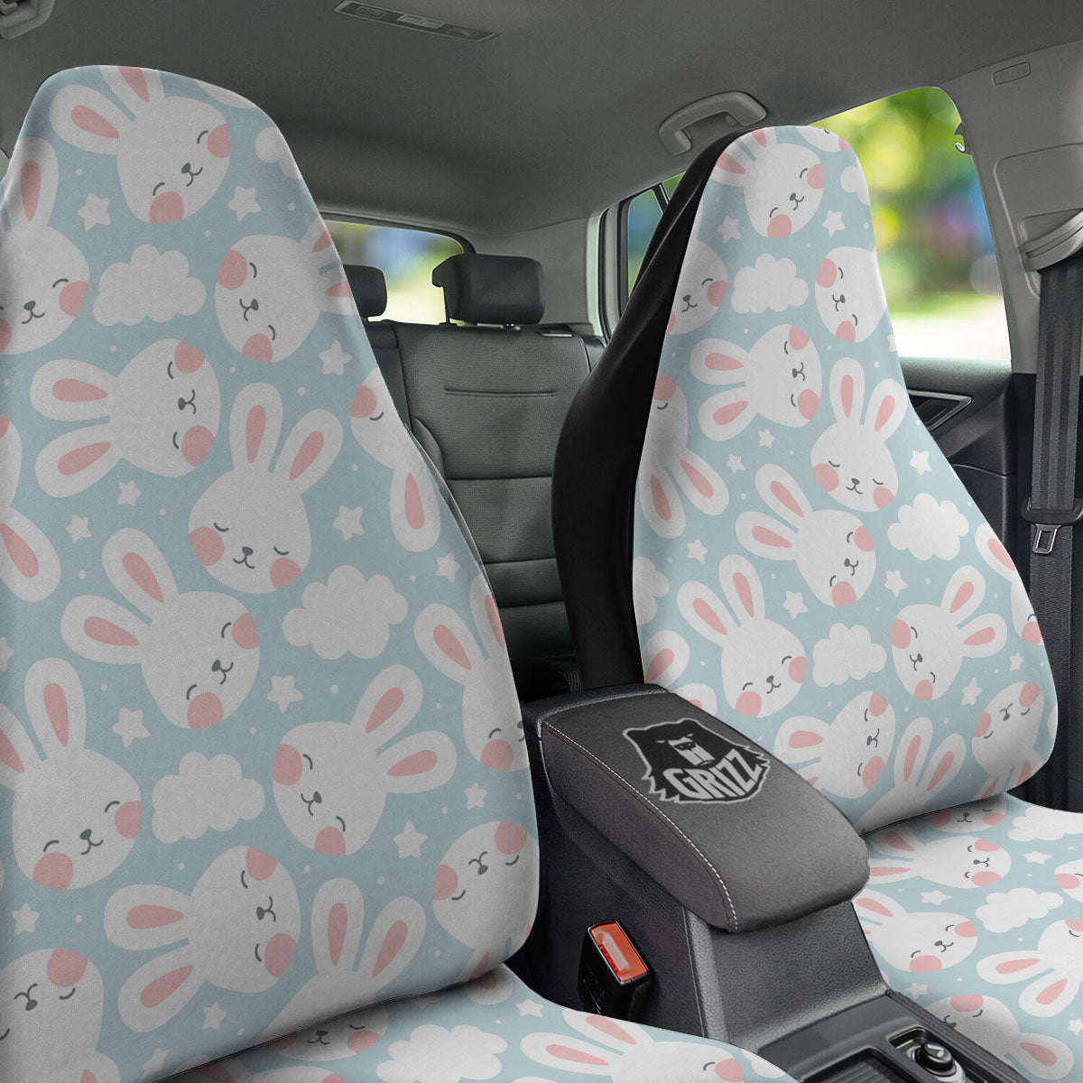 Cloud And Rabbit Print Pattern Car Seat Covers-grizzshop