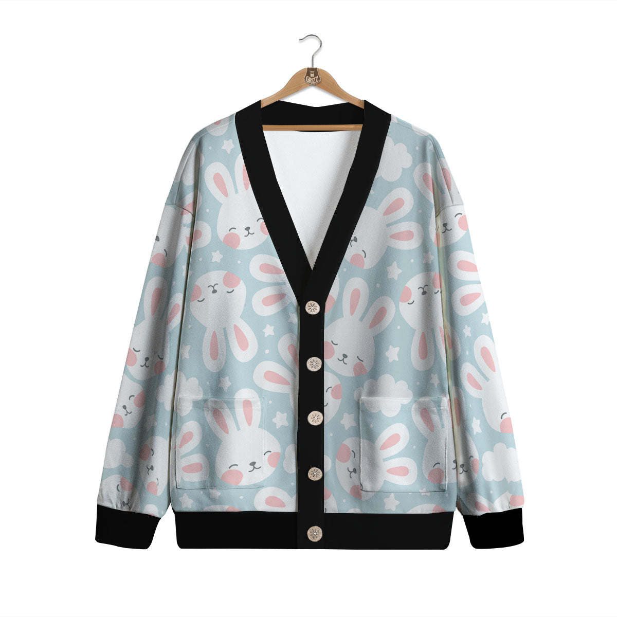 Cloud And Rabbit Print Pattern Cardigan-grizzshop
