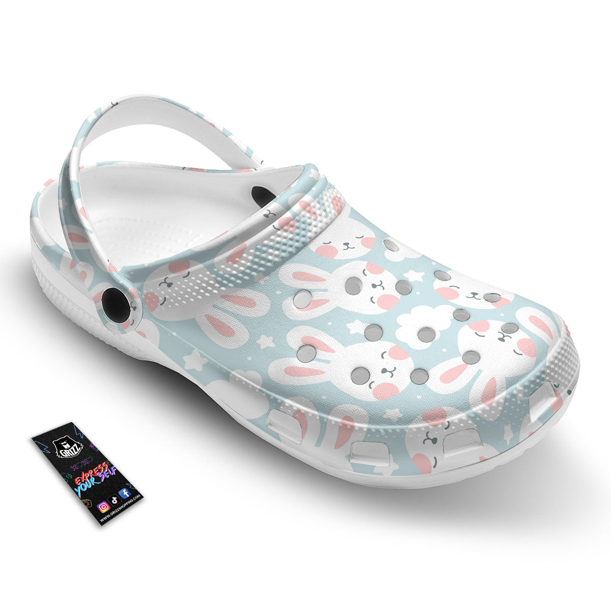 Cloud And Rabbit Print Pattern Clog-grizzshop