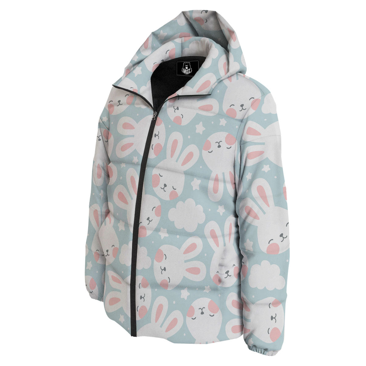 Cloud And Rabbit Print Pattern Down Jacket-grizzshop