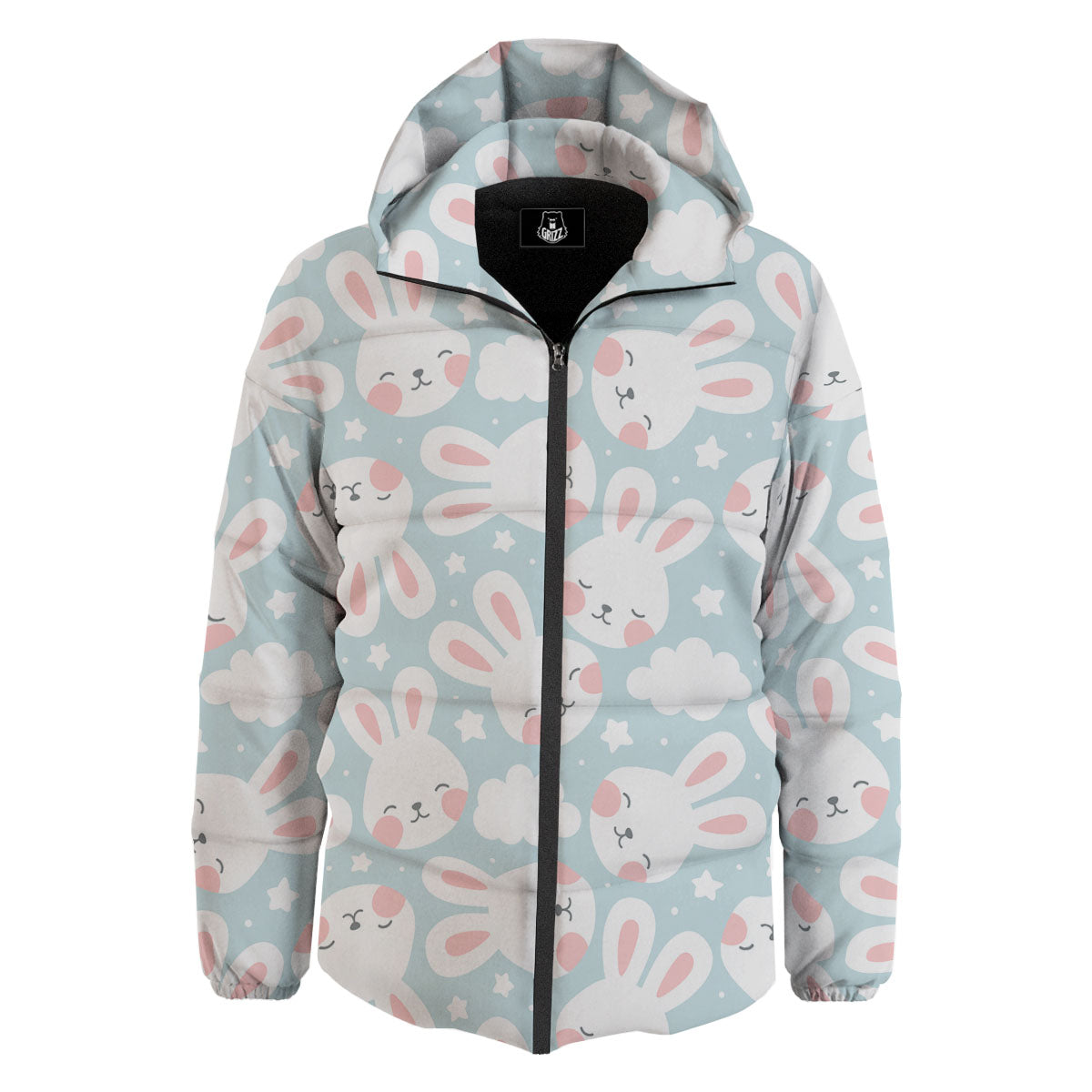 Cloud And Rabbit Print Pattern Down Jacket-grizzshop