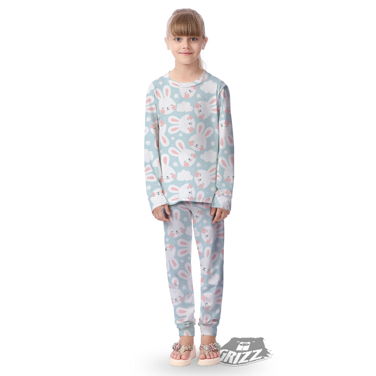 Cloud And Rabbit Print Pattern Kid's Pajamas-grizzshop