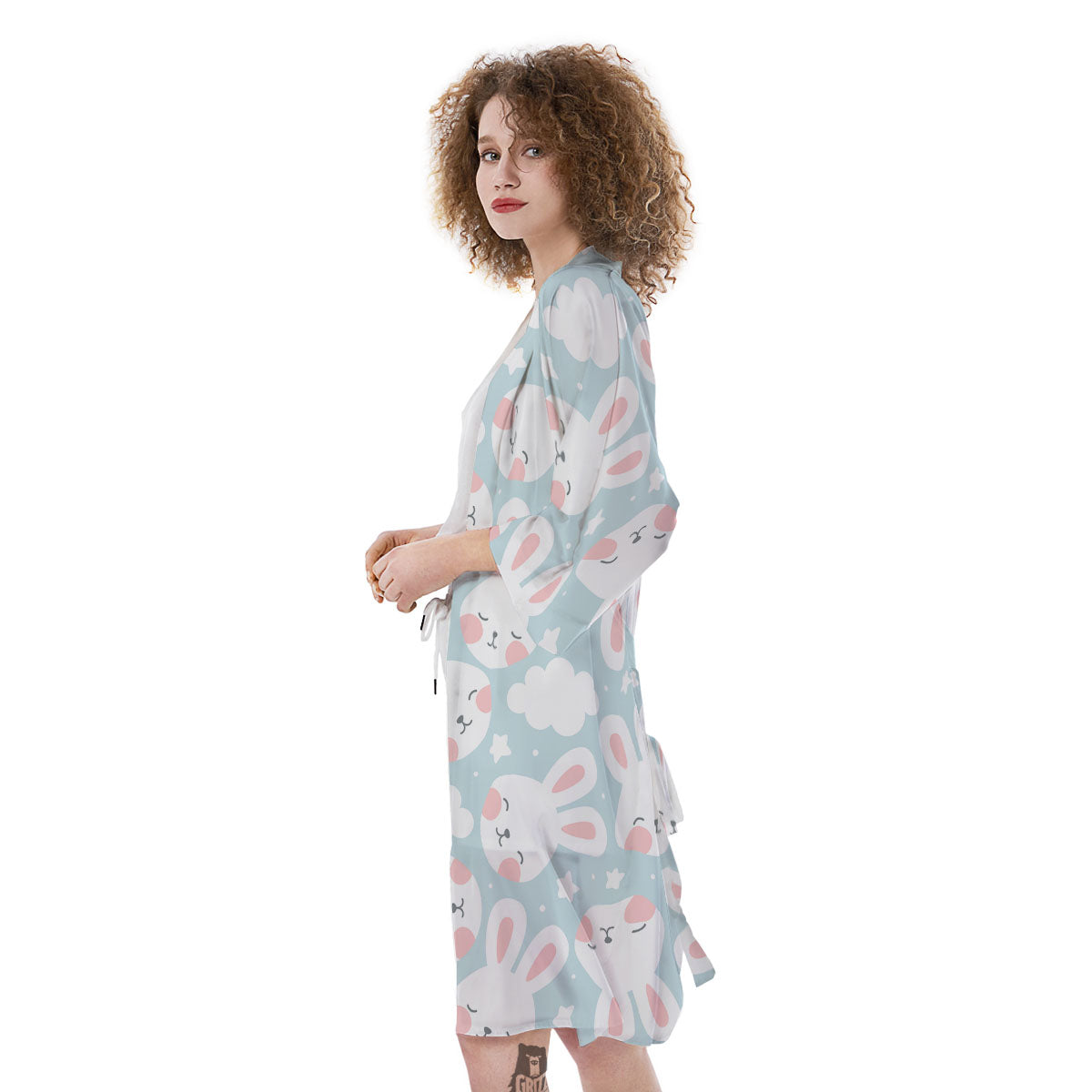 Cloud And Rabbit Print Pattern Kimono-grizzshop