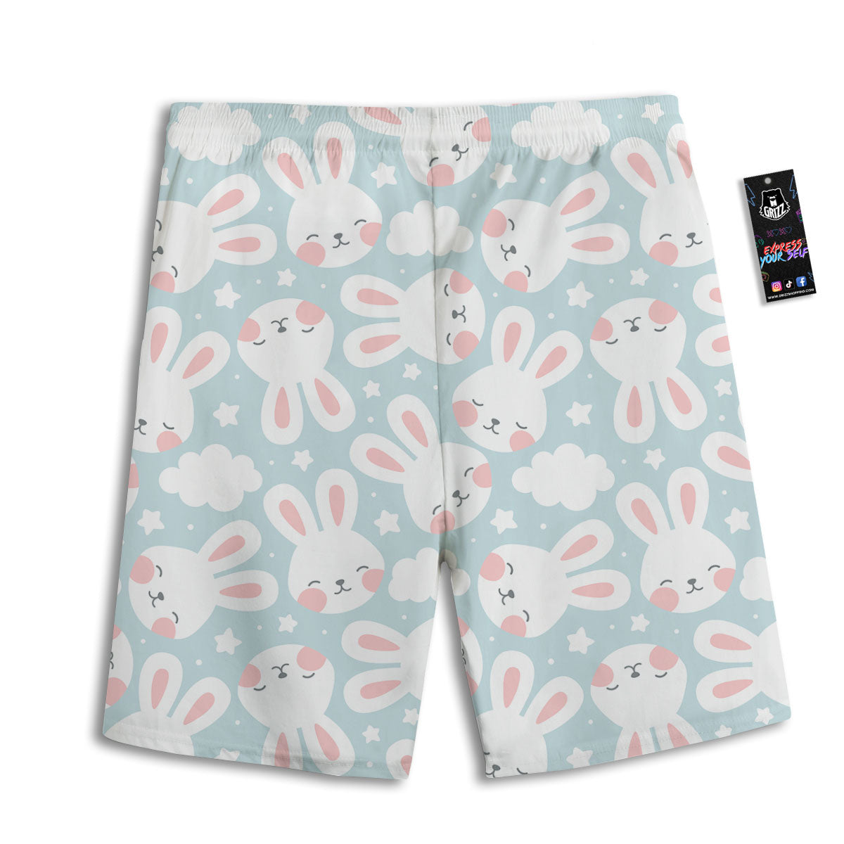 Cloud And Rabbit Print Pattern Men's Athletic Shorts