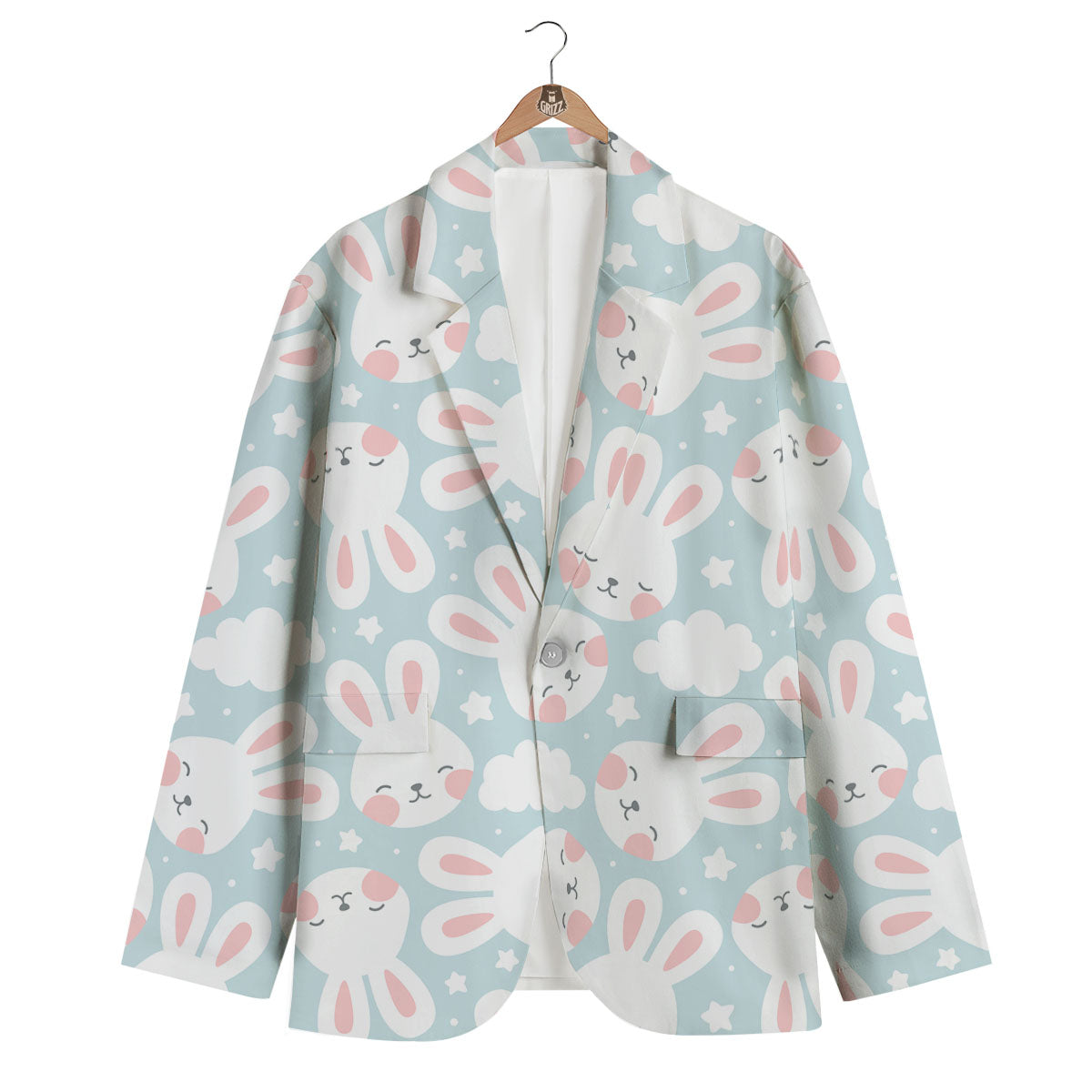 Cloud And Rabbit Print Pattern Men's Blazer-grizzshop