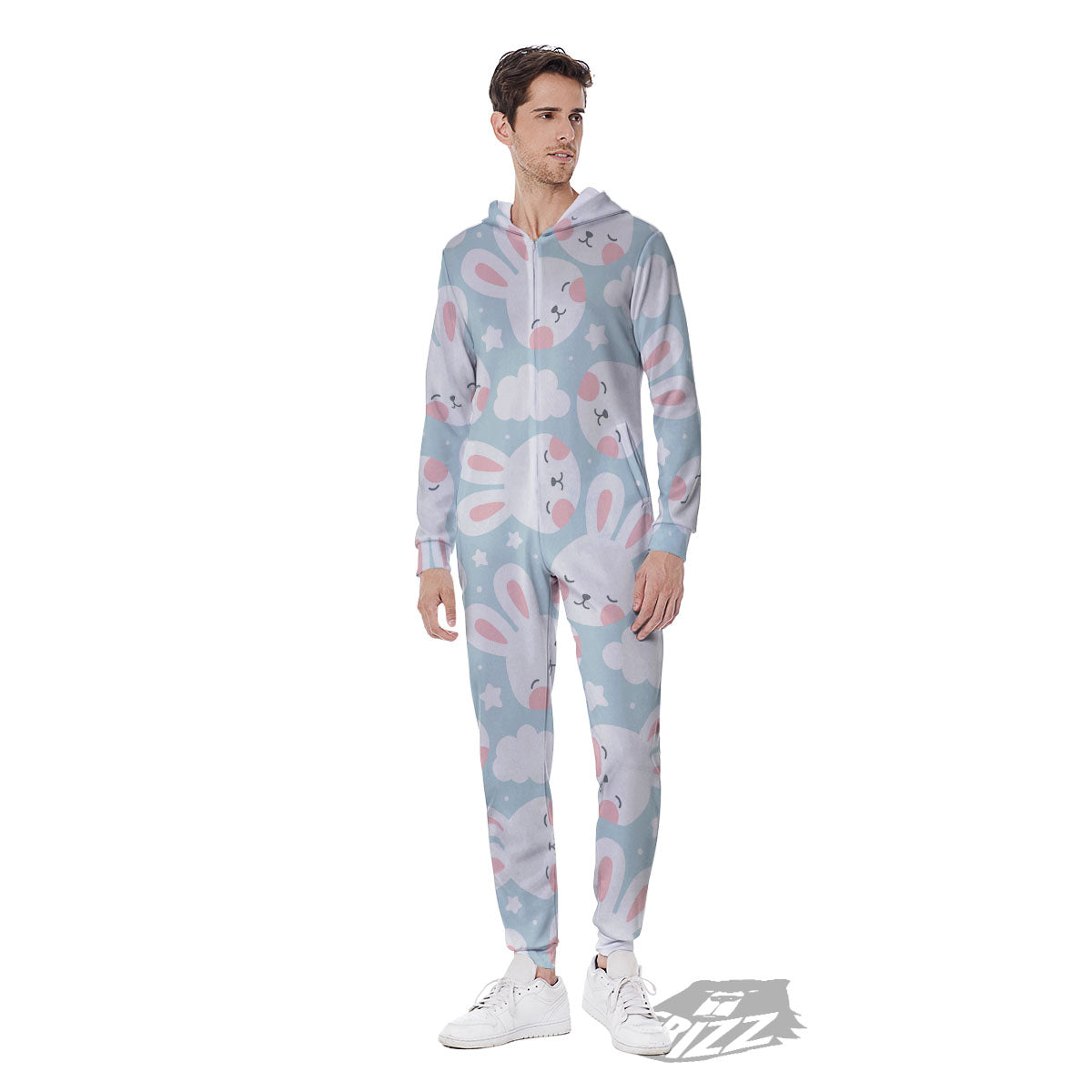Cloud And Rabbit Print Pattern Men's Jumpsuit-grizzshop
