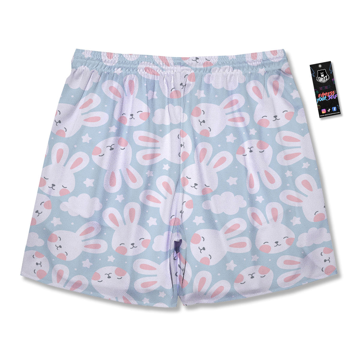 Cloud And Rabbit Print Pattern Men's Running Shorts-grizzshop