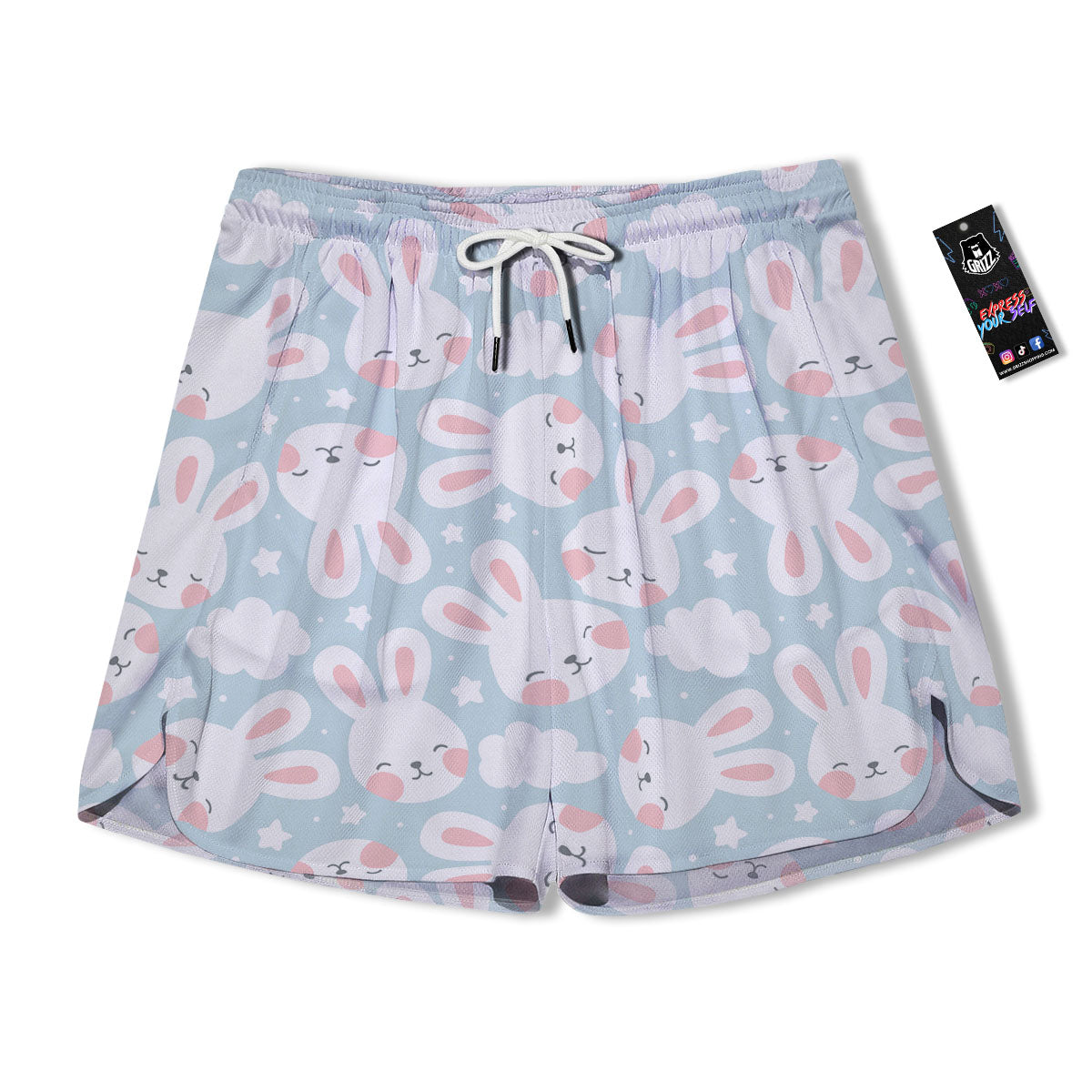 Cloud And Rabbit Print Pattern Men's Running Shorts-grizzshop