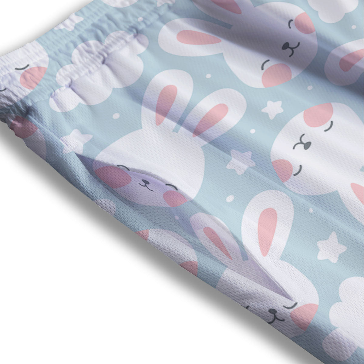 Cloud And Rabbit Print Pattern Mesh Shorts