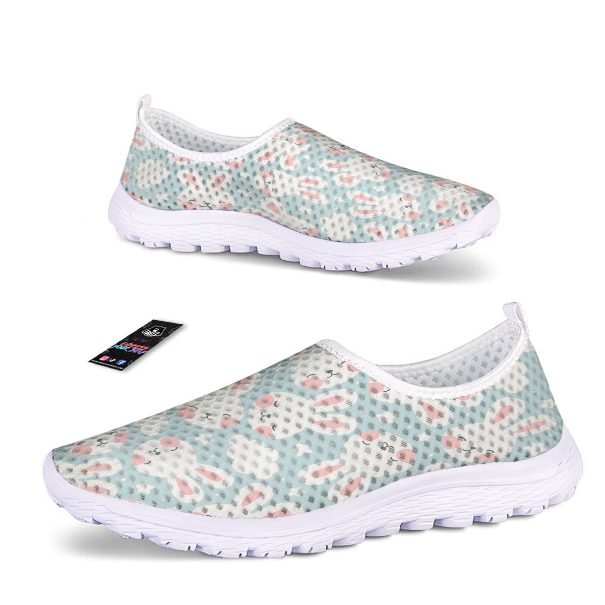Cloud And Rabbit Print Pattern Nurse Shoes-grizzshop