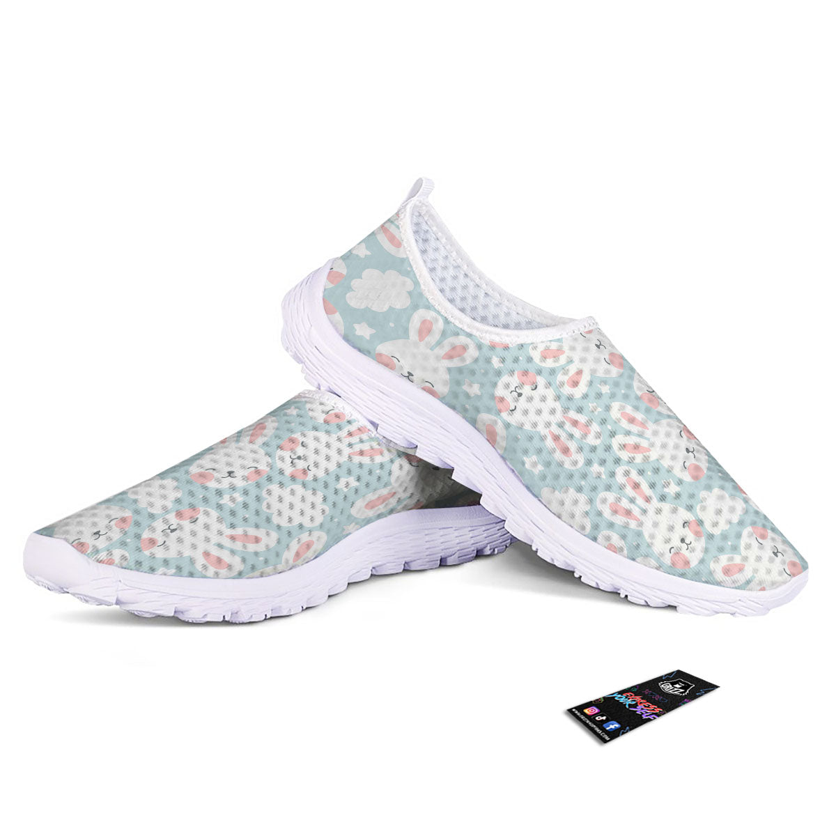Cloud And Rabbit Print Pattern Nurse Shoes-grizzshop