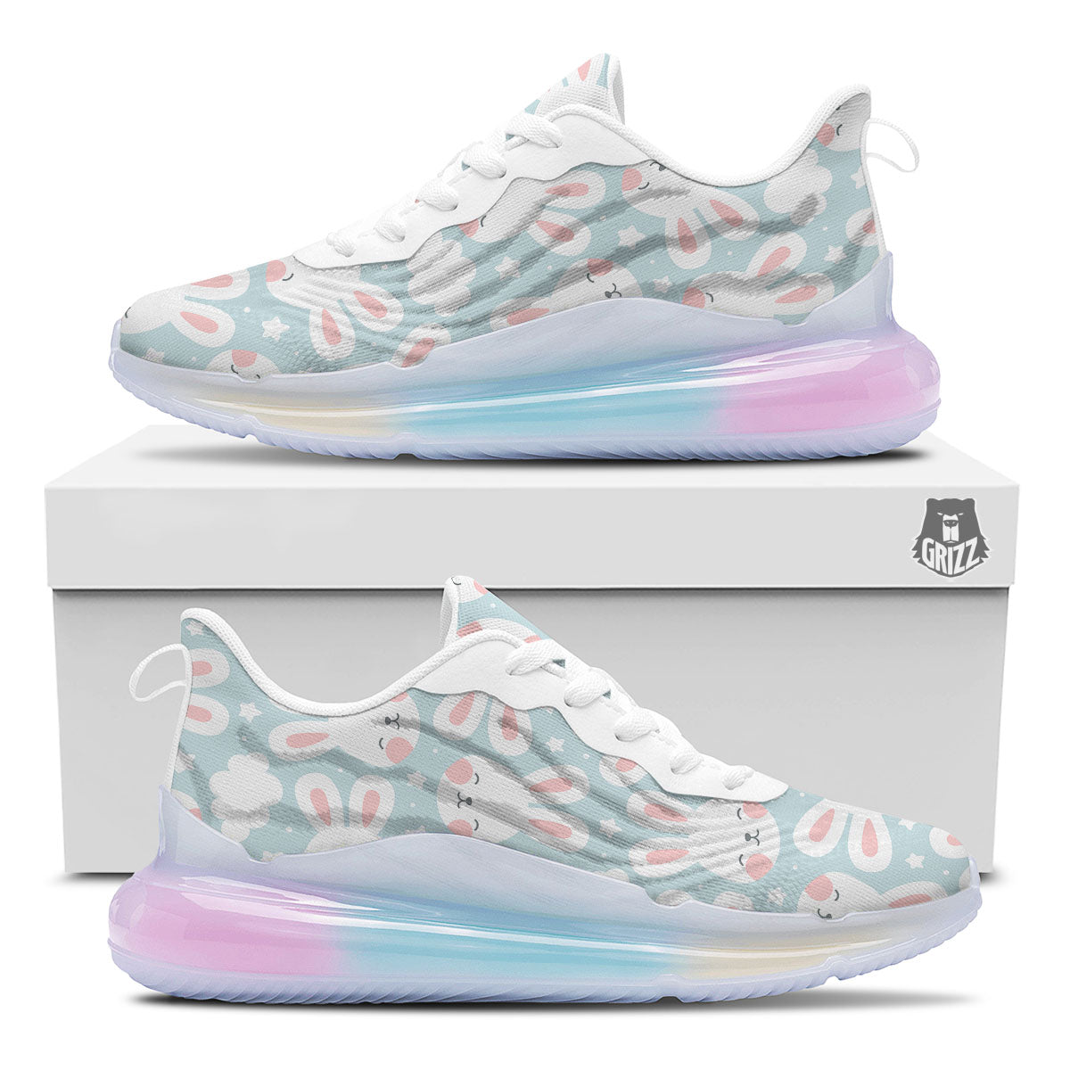 Cloud And Rabbit Print Pattern Running Sneakers-grizzshop