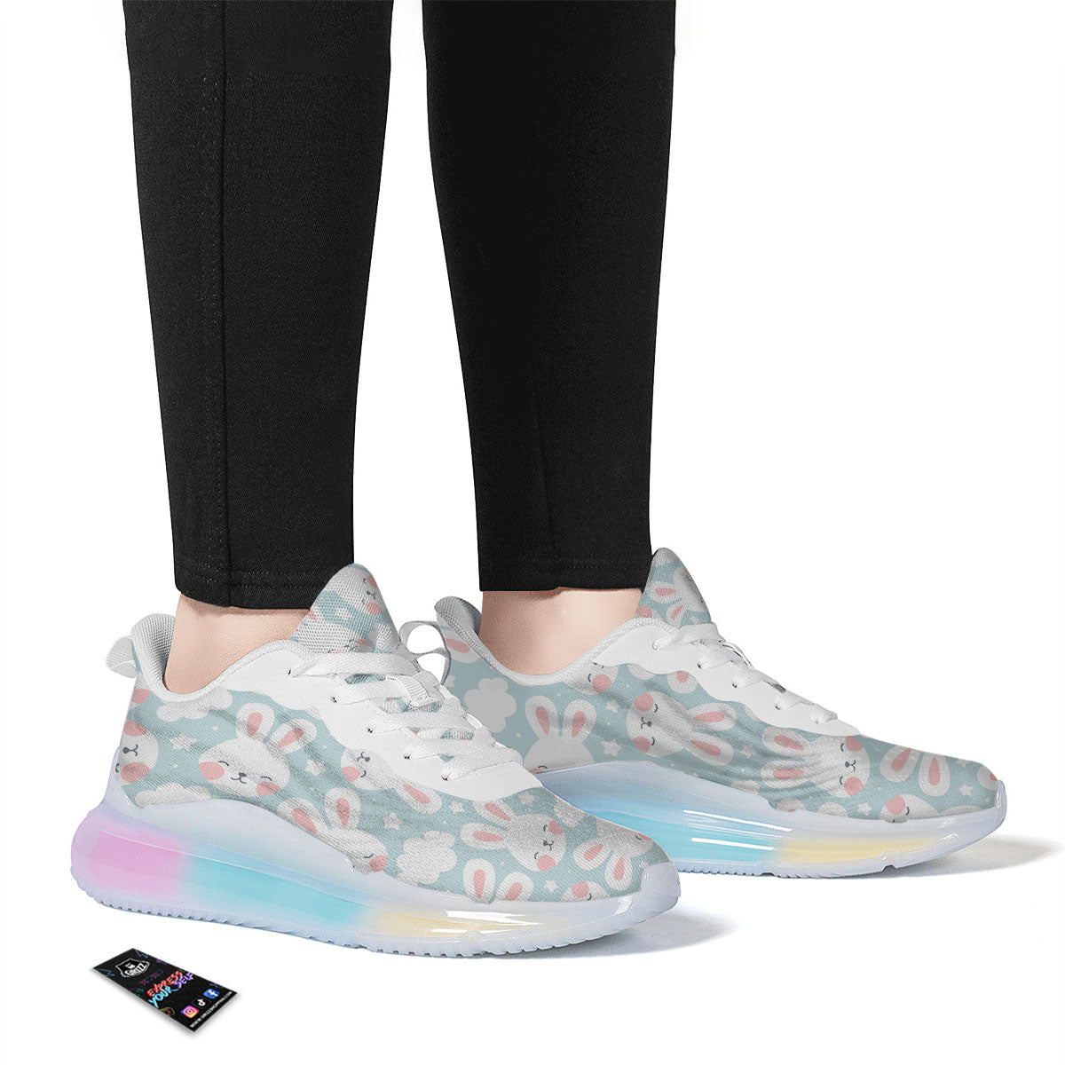 Cloud And Rabbit Print Pattern Running Sneakers-grizzshop