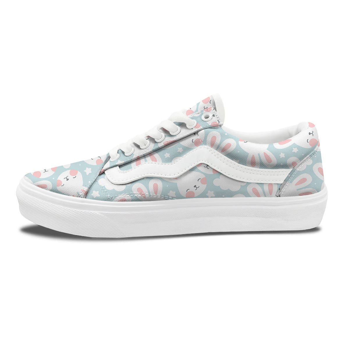 Cloud And Rabbit Print Pattern Skate Shoes-grizzshop