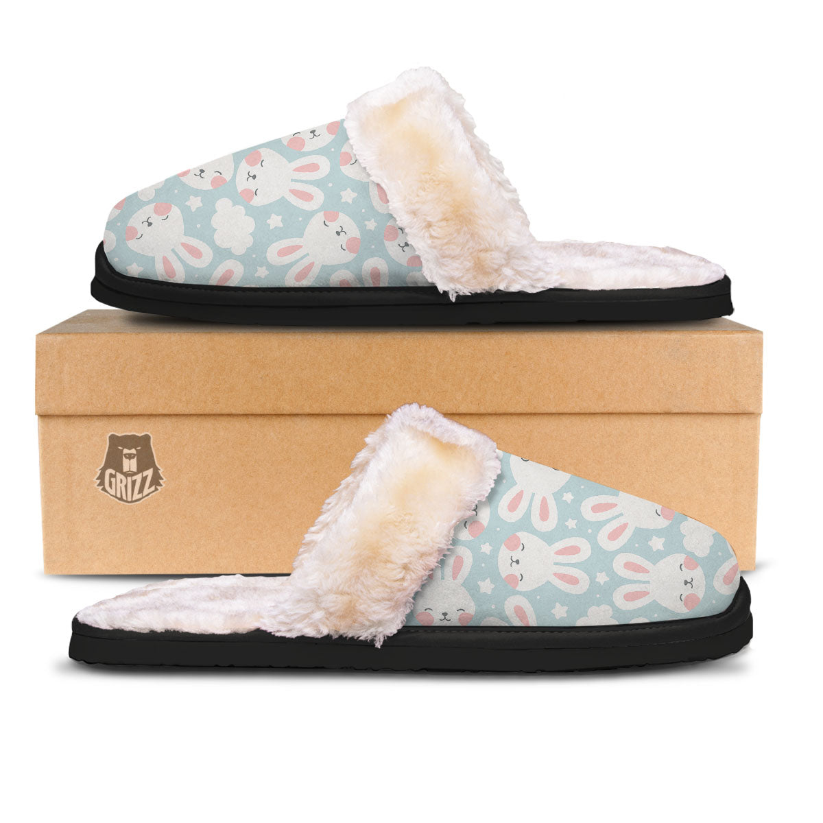Cloud And Rabbit Print Pattern Slippers-grizzshop