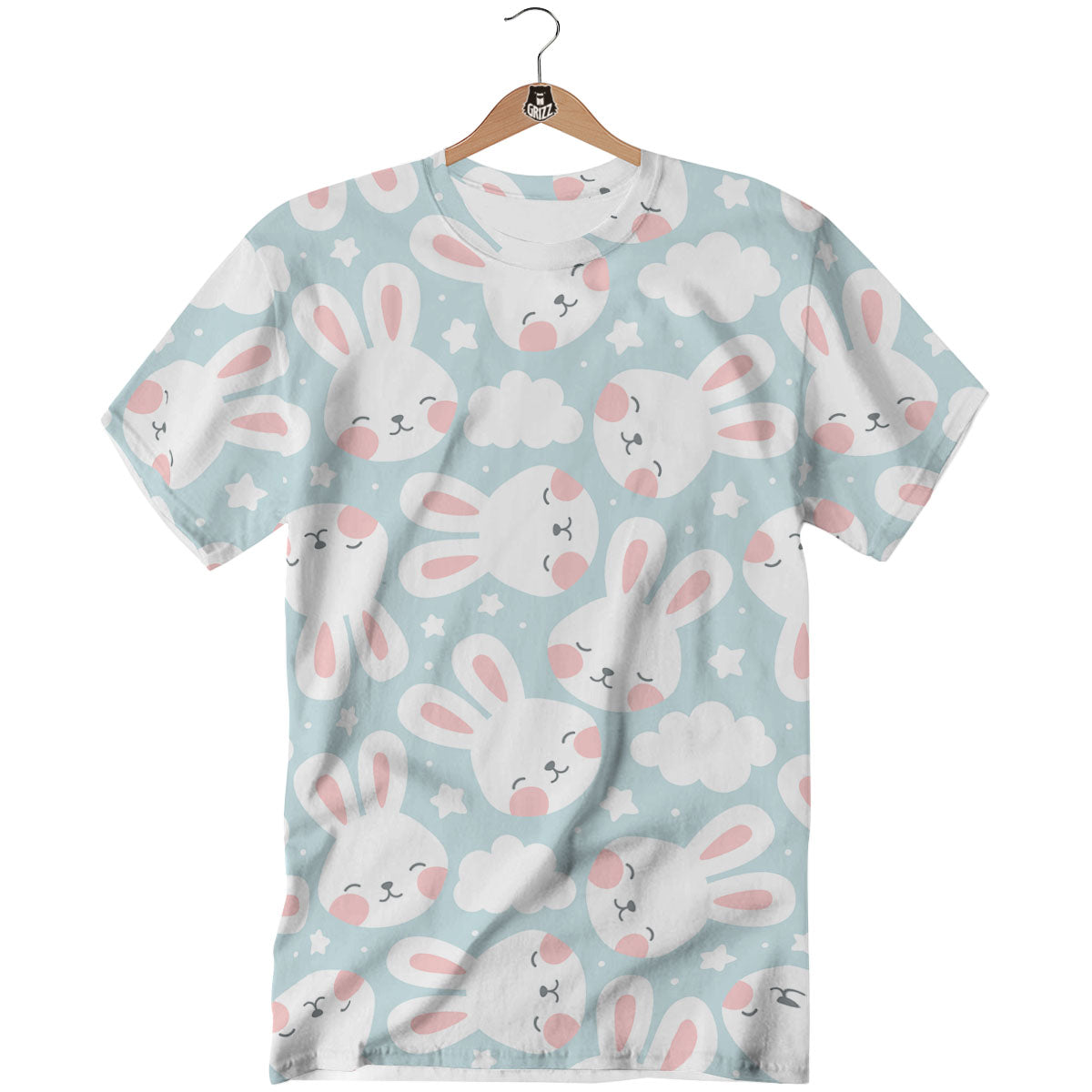 Cloud And Rabbit Print Pattern T-Shirt-grizzshop
