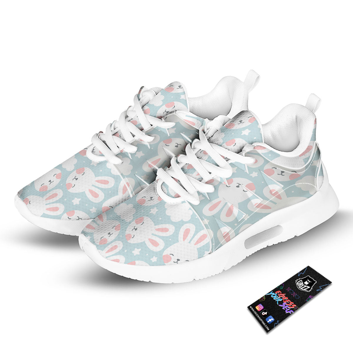 Cloud And Rabbit Print Pattern Tennis Shoes-grizzshop