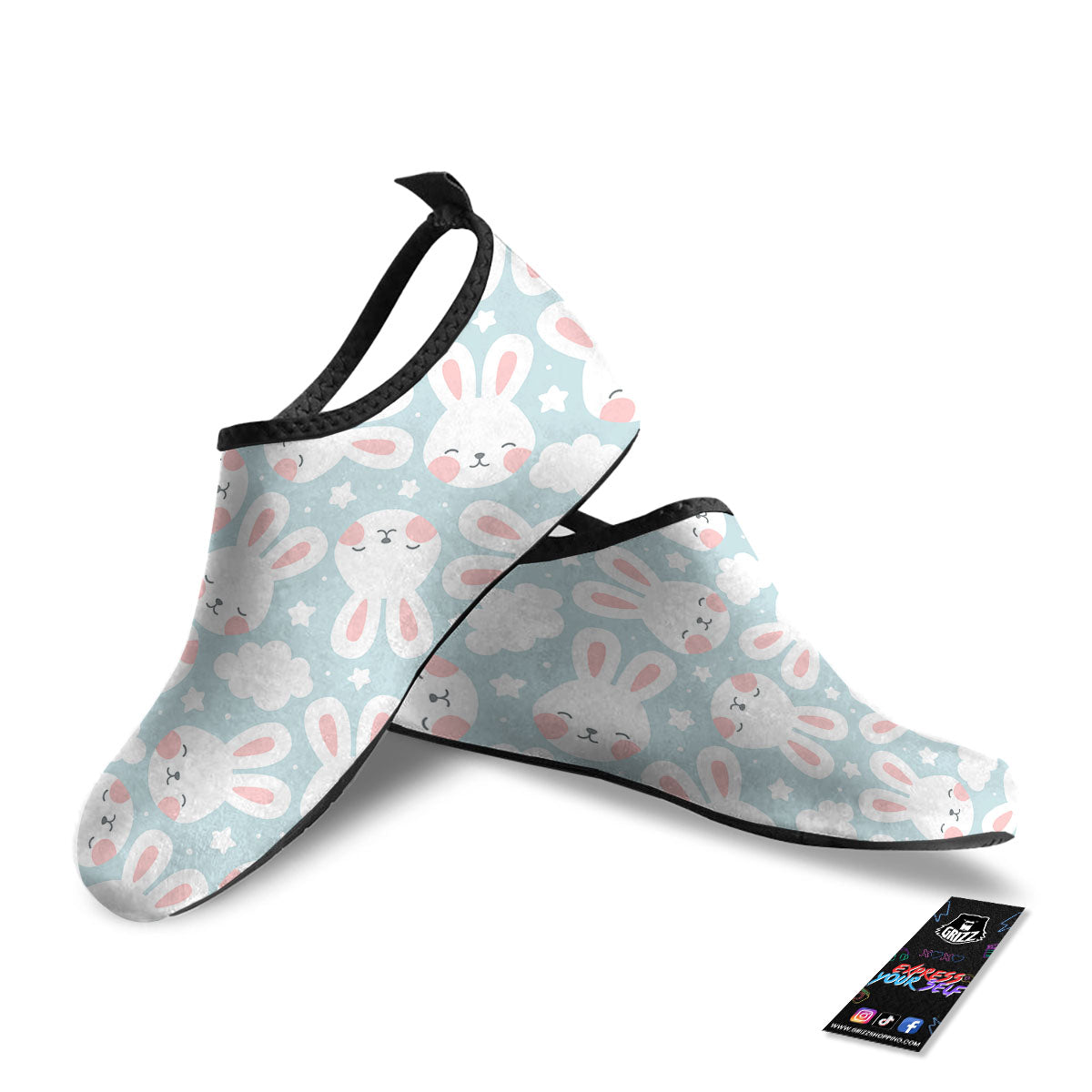 Cloud And Rabbit Print Pattern Water Shoes-grizzshop