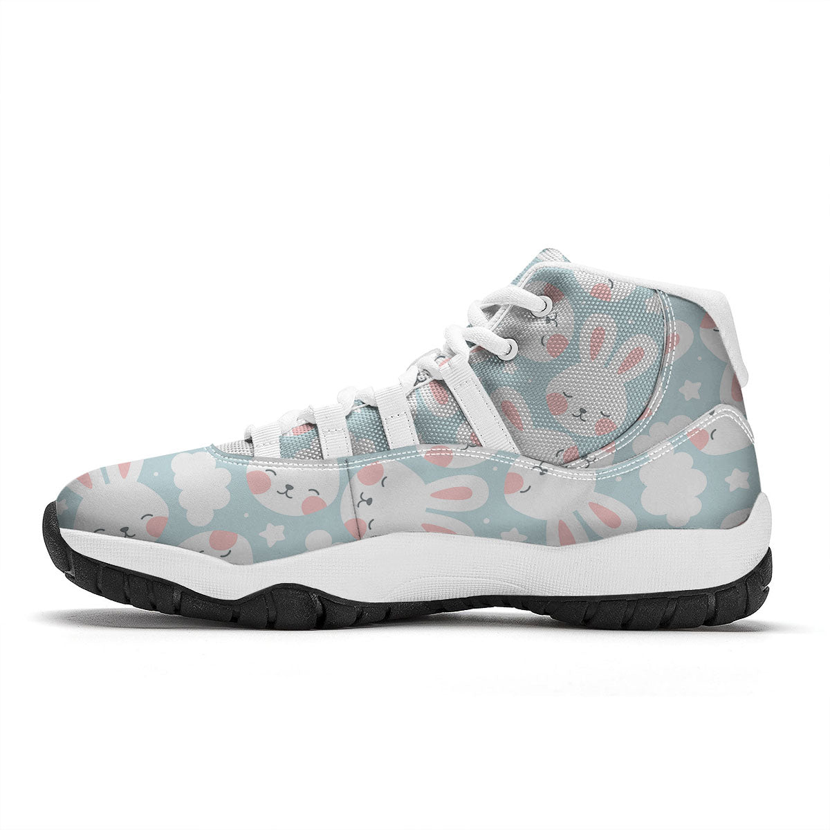 Cloud And Rabbit Print Pattern White Bball Shoes-grizzshop
