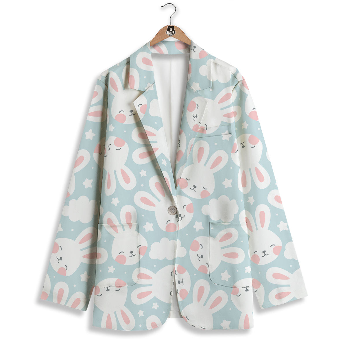 Cloud And Rabbit Print Pattern Women's Blazer-grizzshop