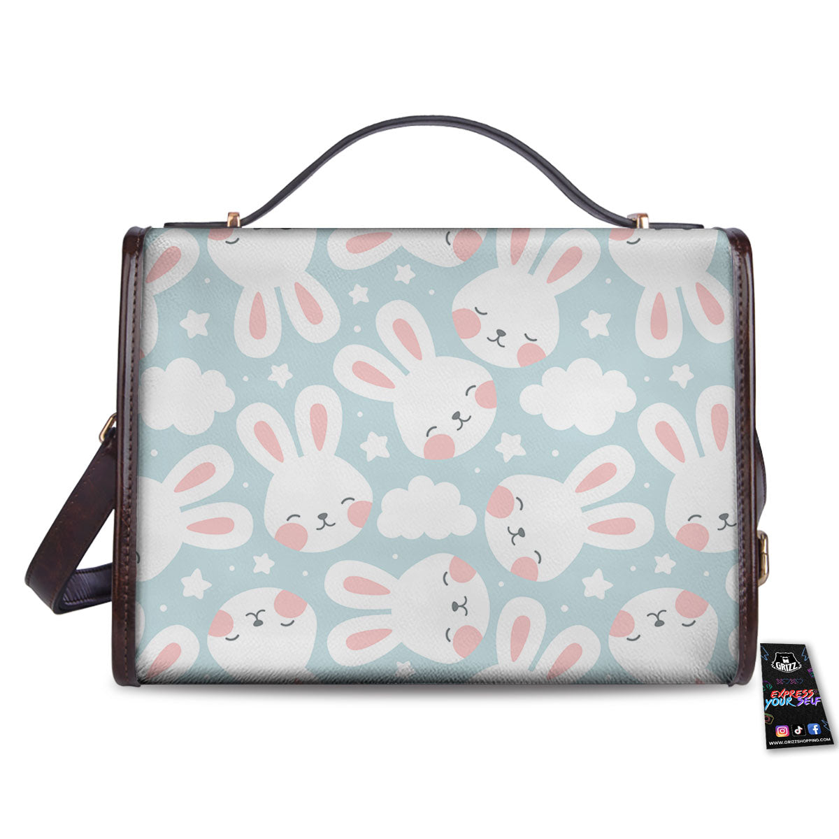 Cloud And Rabbit Print Pattern Women's Satchel Bag-grizzshop