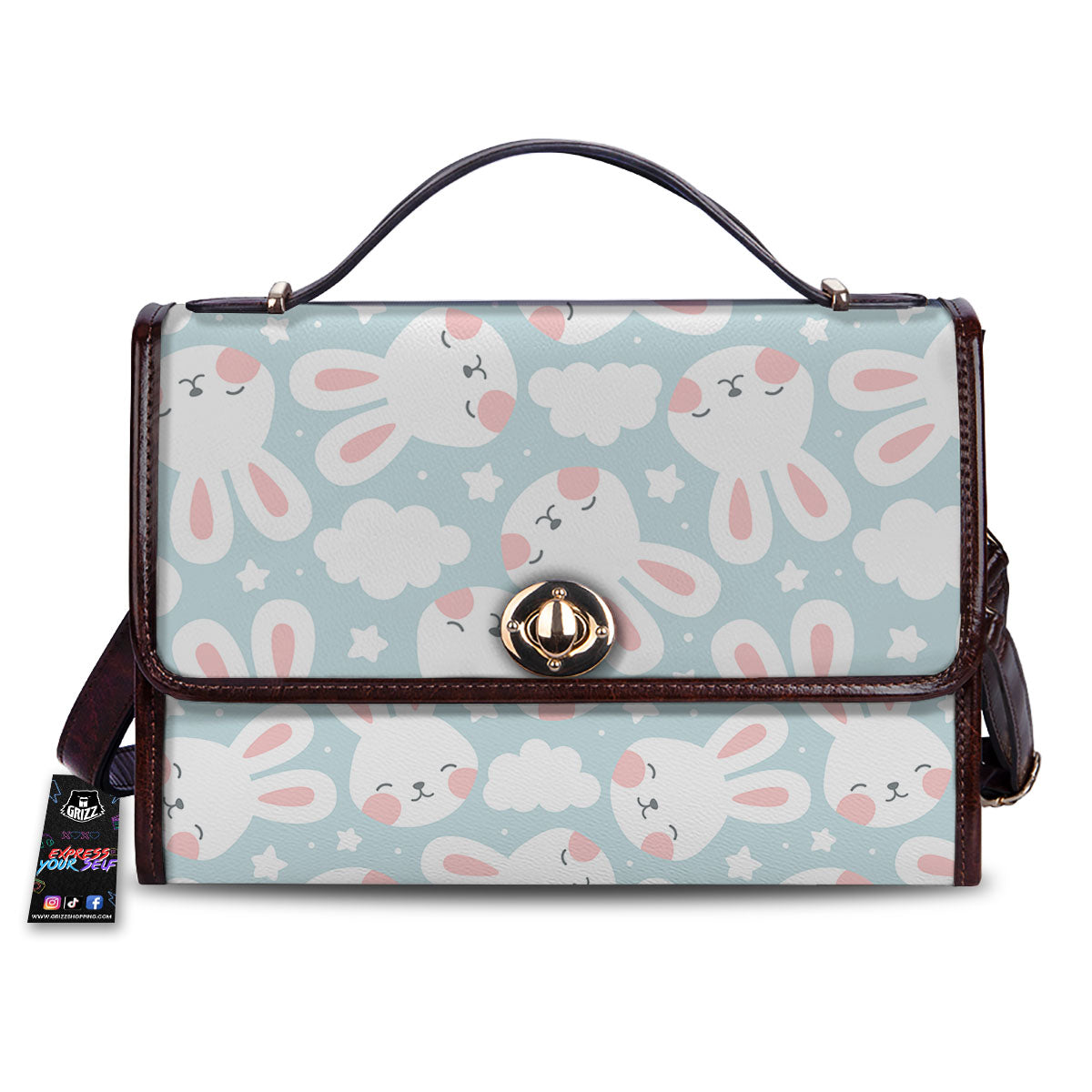 Cloud And Rabbit Print Pattern Women's Satchel Bag-grizzshop