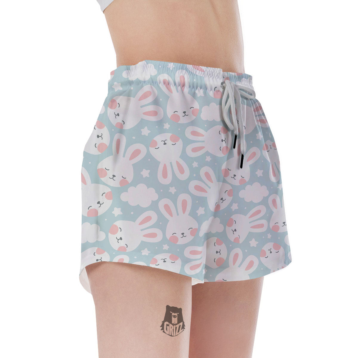 Cloud And Rabbit Print Pattern Women's Shorts-grizzshop