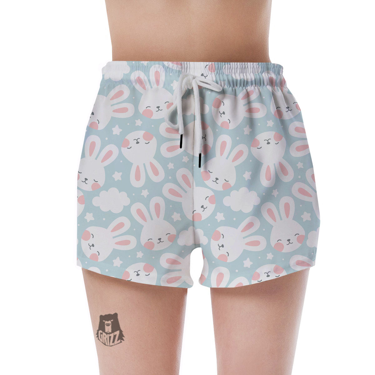 Cloud And Rabbit Print Pattern Women's Shorts-grizzshop