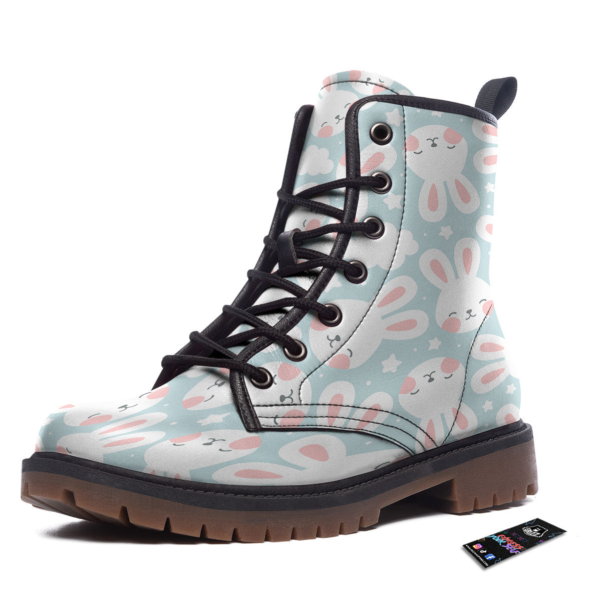 Cloud And Rabbit Print Pattern Work Boots-grizzshop